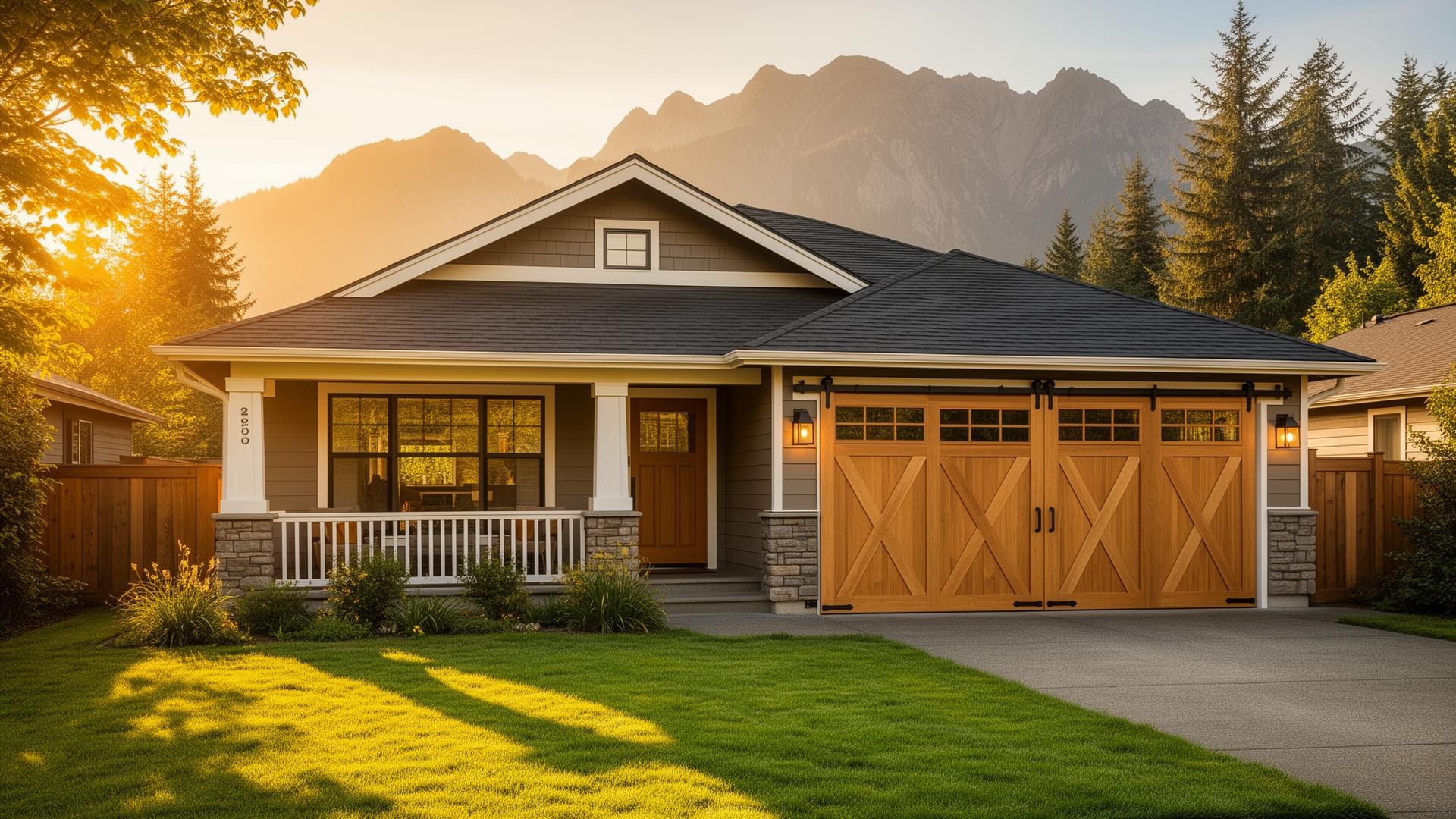 Beautiful craftsman home with farmhouse barn-style garage doors in South Cle Elum